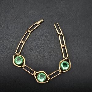 Vintage Simmons Green Uranium Glass Bracelet SMALL